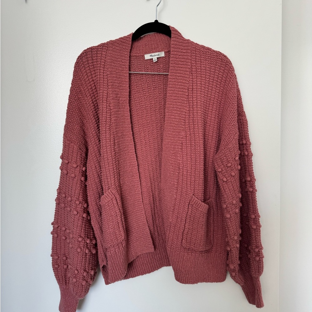 Madewell Textured Knit Cardigan in Dusty Rose